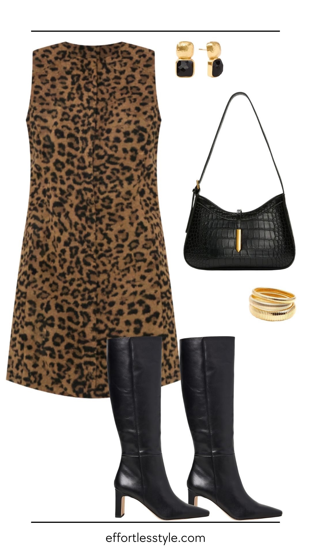 Black and gold accessories are the perfect match for this cute mini wool dress from Tuckernuck. Drape a black cardigan or cropped leather jacket over your shoulders if you need a little extra warmth.

#LTKStyleTip #LTKSeasonal #LTKBeauty