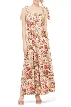 Floral Print Tie Shoulder Cotton Maxi Dress | Nordstrom