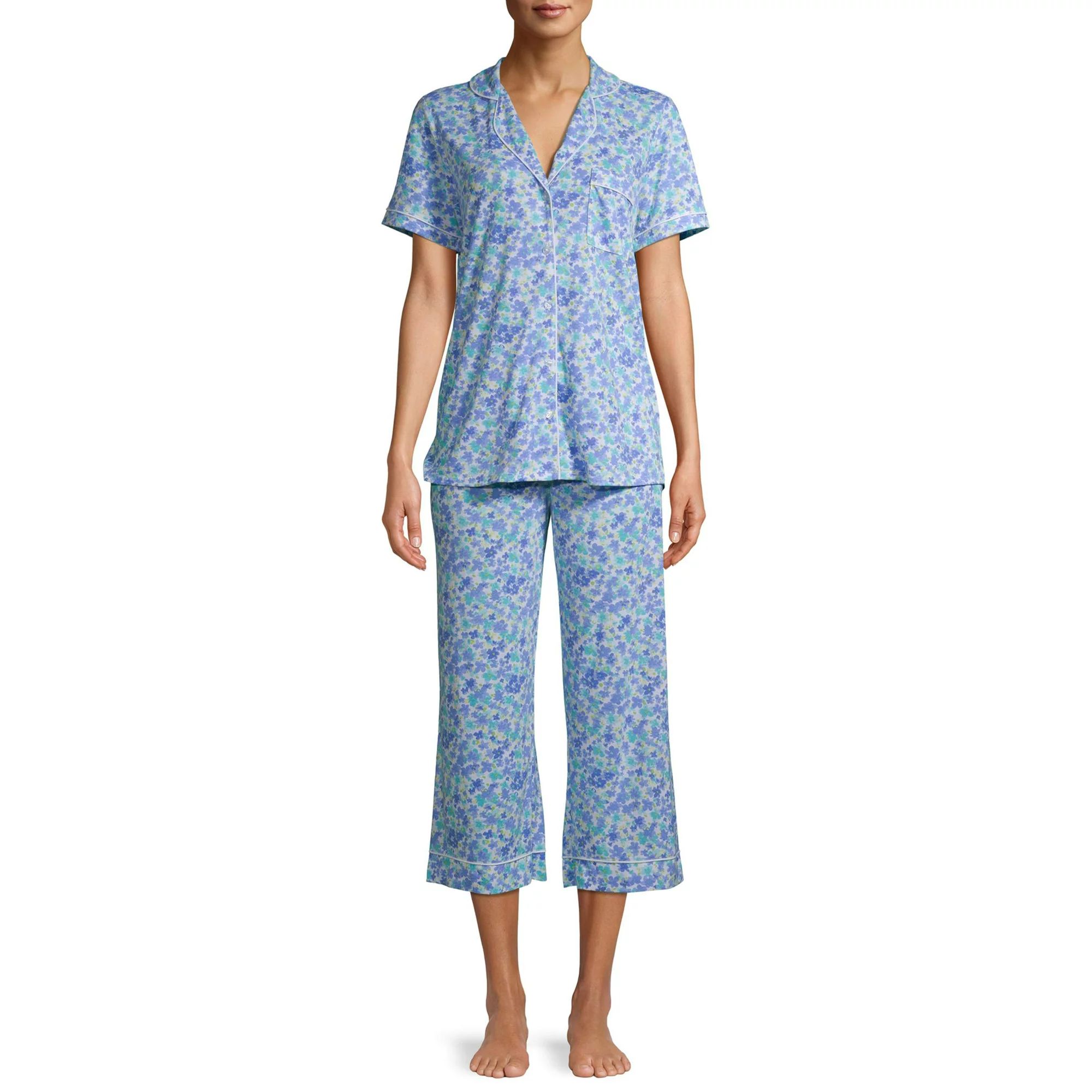 Secret Treasures Women's and Women's Plus Traditional Short Sleeve Notch Collar Pajama Set | Walmart (US)