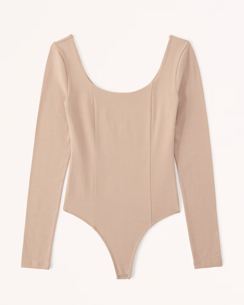 Long-Sleeve Seamed Scoopneck Bodysuit | Abercrombie & Fitch (US)