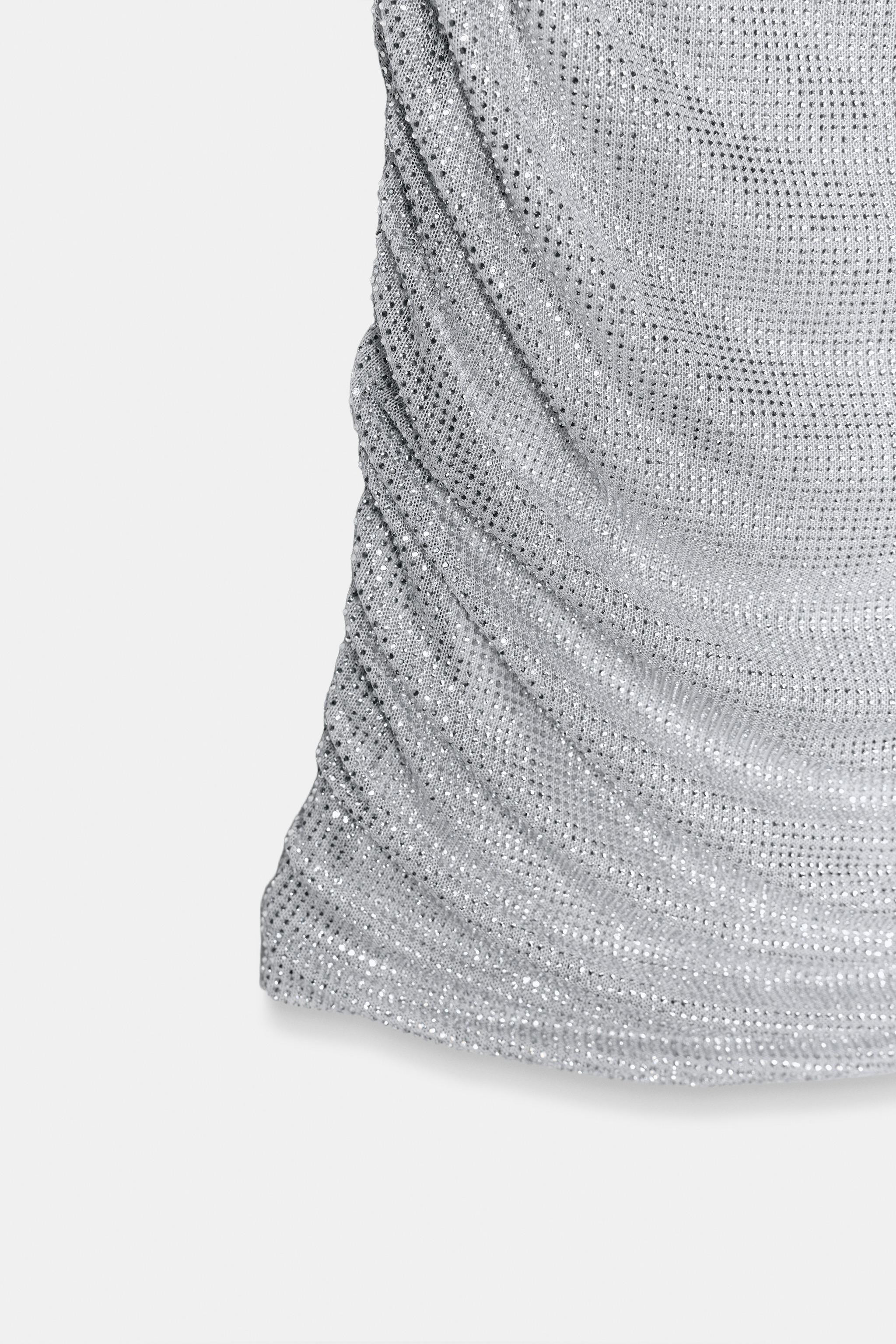SHORT MESH DRESS WITH RHINESTONE CAPE | Zara US