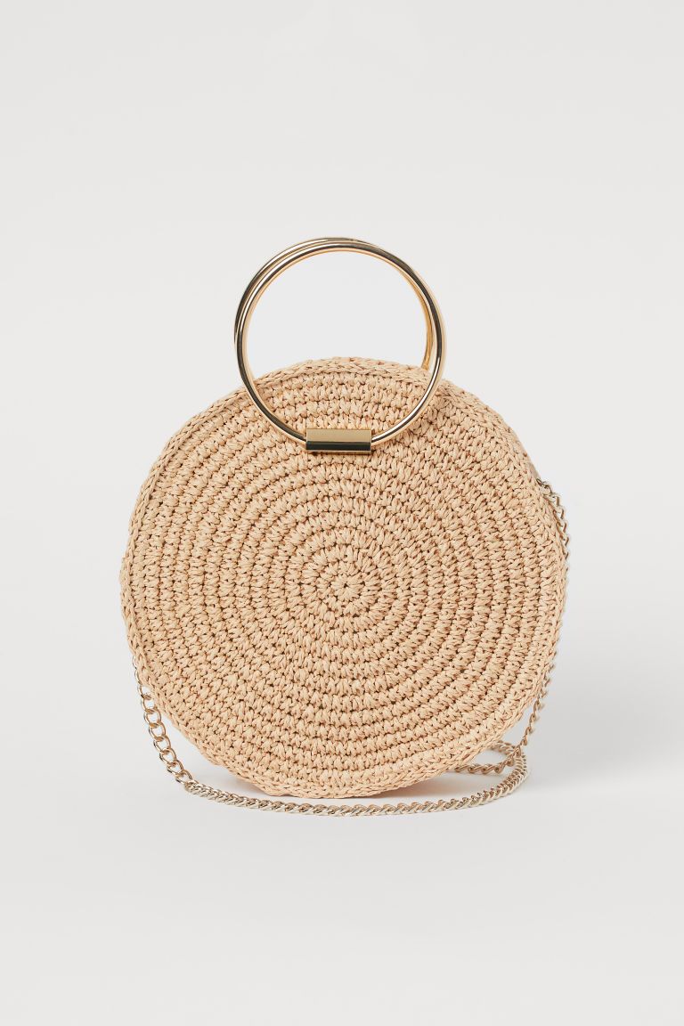 H & M - Round Straw Shoulder Bag - Beige | H&M (US)