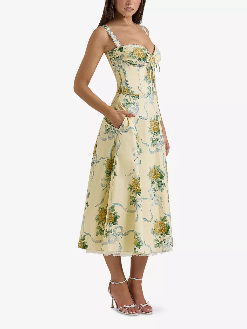 Rosalee Floral-Print Stretch-Cotton Midi Dress | Selfridges