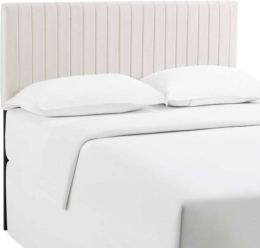 Modway Keira Channel Tufted Performance Velvet Upholstered King Headboard in Ivory | Amazon (US)