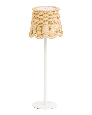 14.5In Rechargeable Led Table Lamp With Scalloped Rattan Shade | TJ Maxx