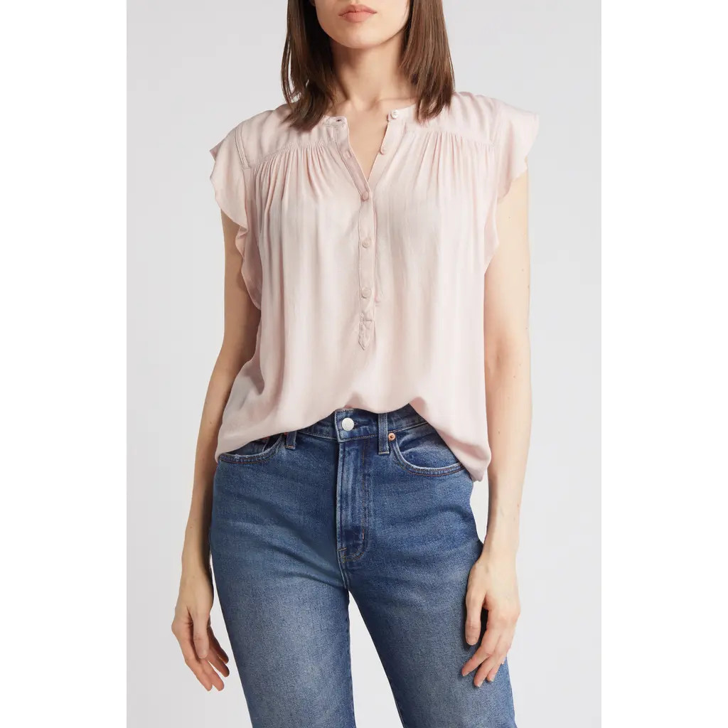 Treasure & Bond Flutter Sleeve Top in Pink Sepia at Nordstrom, Size Xx-Small | Nordstrom