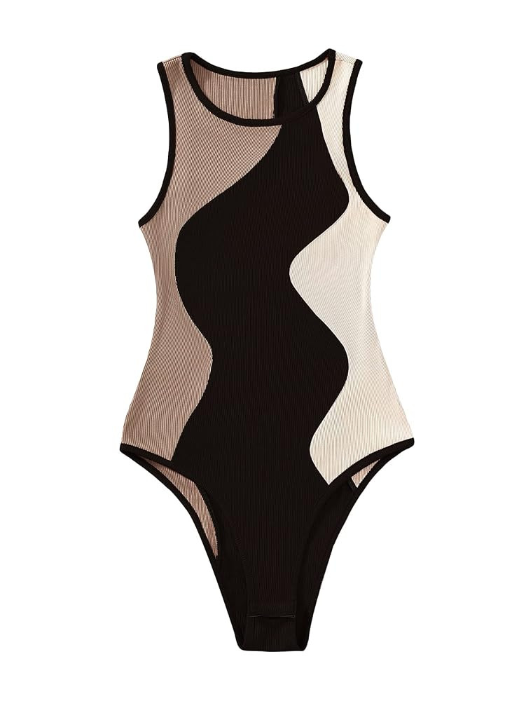 Verdusa Women's Color Block Sleeveless Scoop Neck Tank Bodysuit Top | Amazon (US)