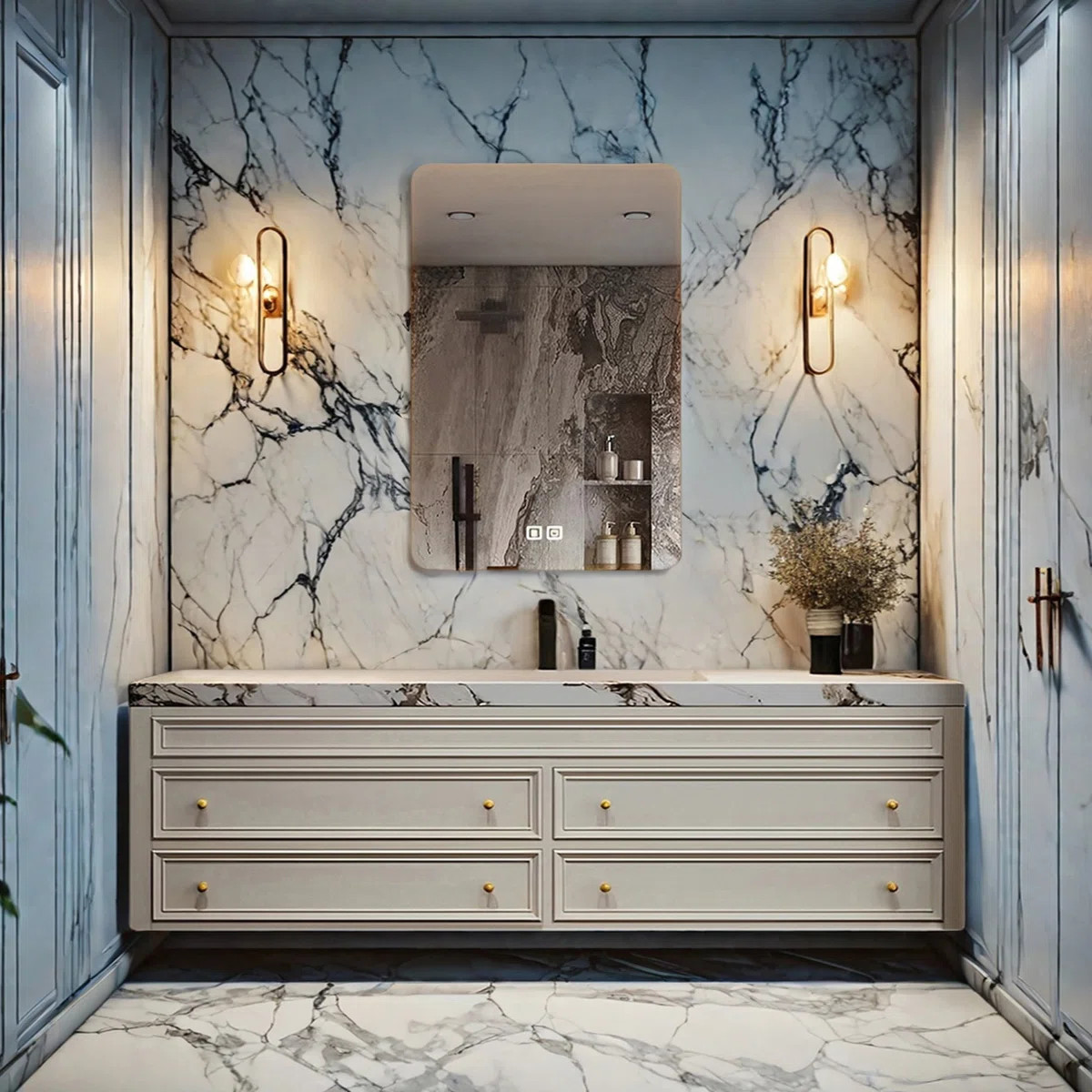 French modern rock plate bathroom cabinet | Wayfair North America