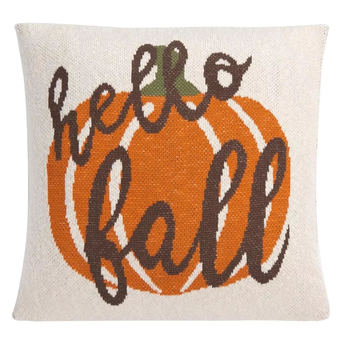Hello Fall Pillow - Natural/Brown/Bright Orange - 20"x20'' - Safavieh | Target