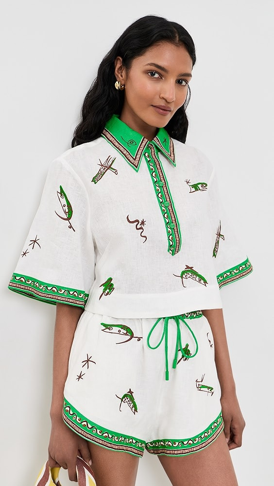 Wanda Linen Cropped Shirt | Shopbop