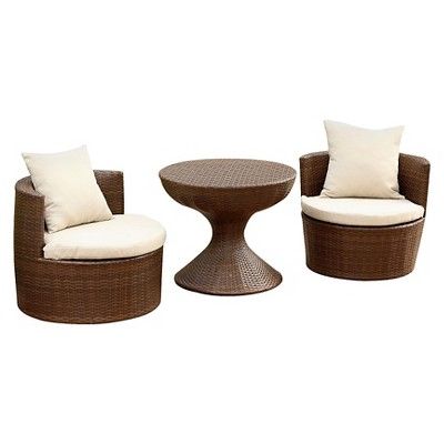 3pc Manchester Outdoor Wicker Patio Chat Set Brown - Abbyson Living | Target