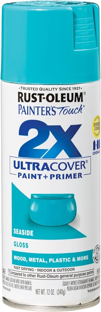 Rust-Oleum 334050 Painter's Touch 2X Ultra Cover Spray Paint, 12 oz, Gloss Seaside | Amazon (US)