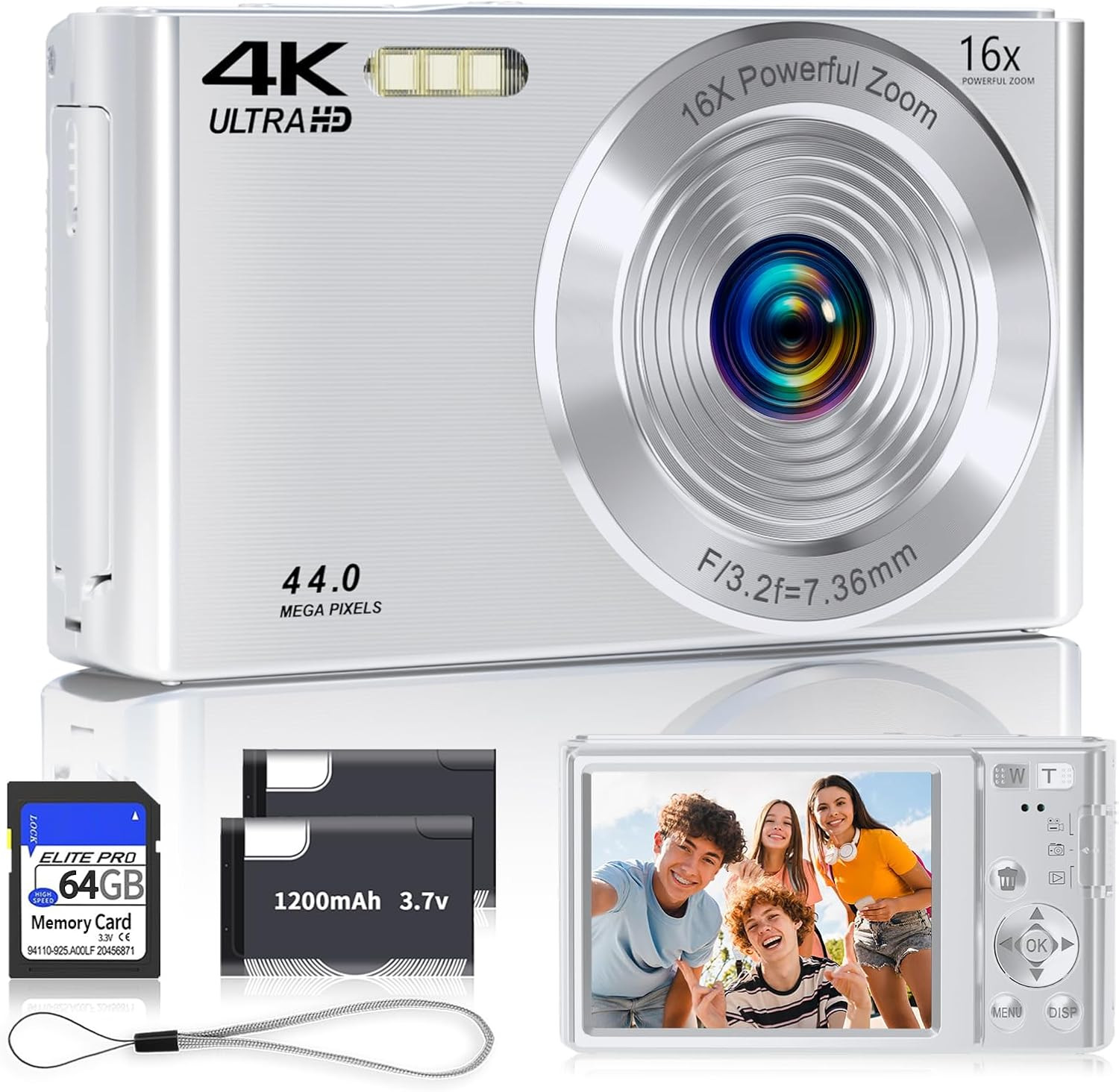 Digital Camera, 2025 4K 44MP Autofocus Digital Cameras for Teens, Silver Point and Shoot Camera f... | Amazon (US)