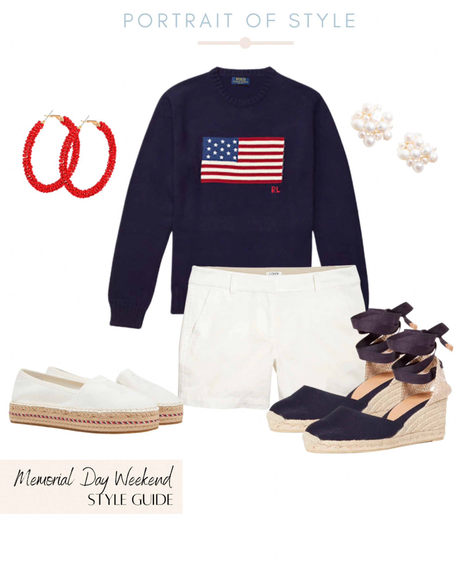 Memorial Day outfit inspo! 🇺🇸

#memorialdayoutfit #americanflagsweater #ralphlauren #jcrew #whiteshorts #sandals 

#LTKFind #LTKsalealert #LTKSeasonal
