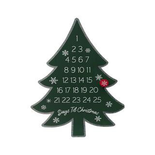 17 .13 in. Green Metal Christmas Tree Advent Calendar Days Until Christmas Wall Decor | The Home Depot