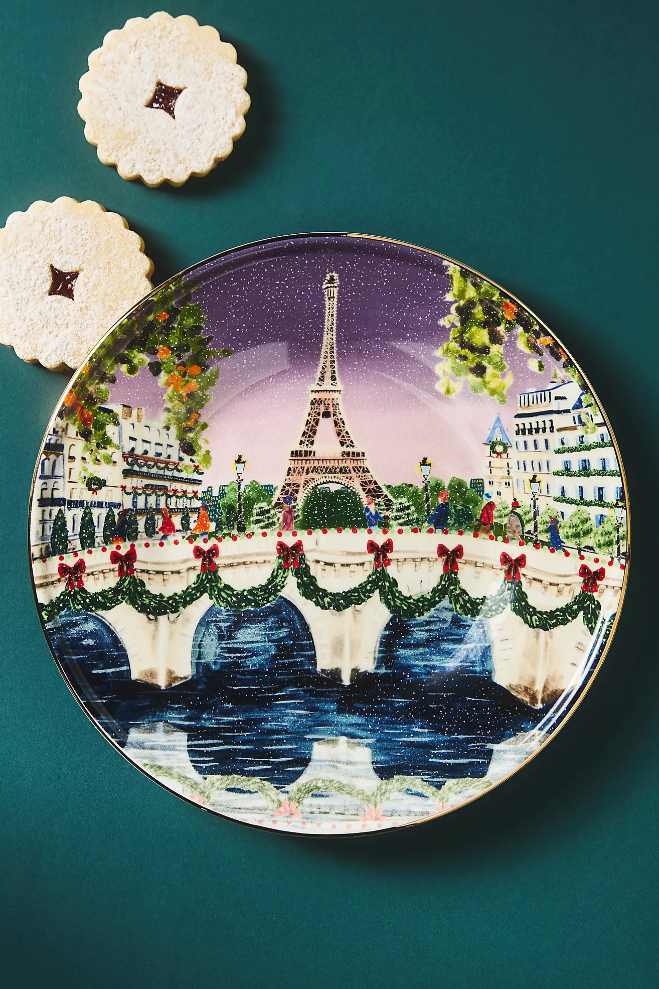 Holiday in the City Stoneware Dessert Plate | Anthropologie (US)