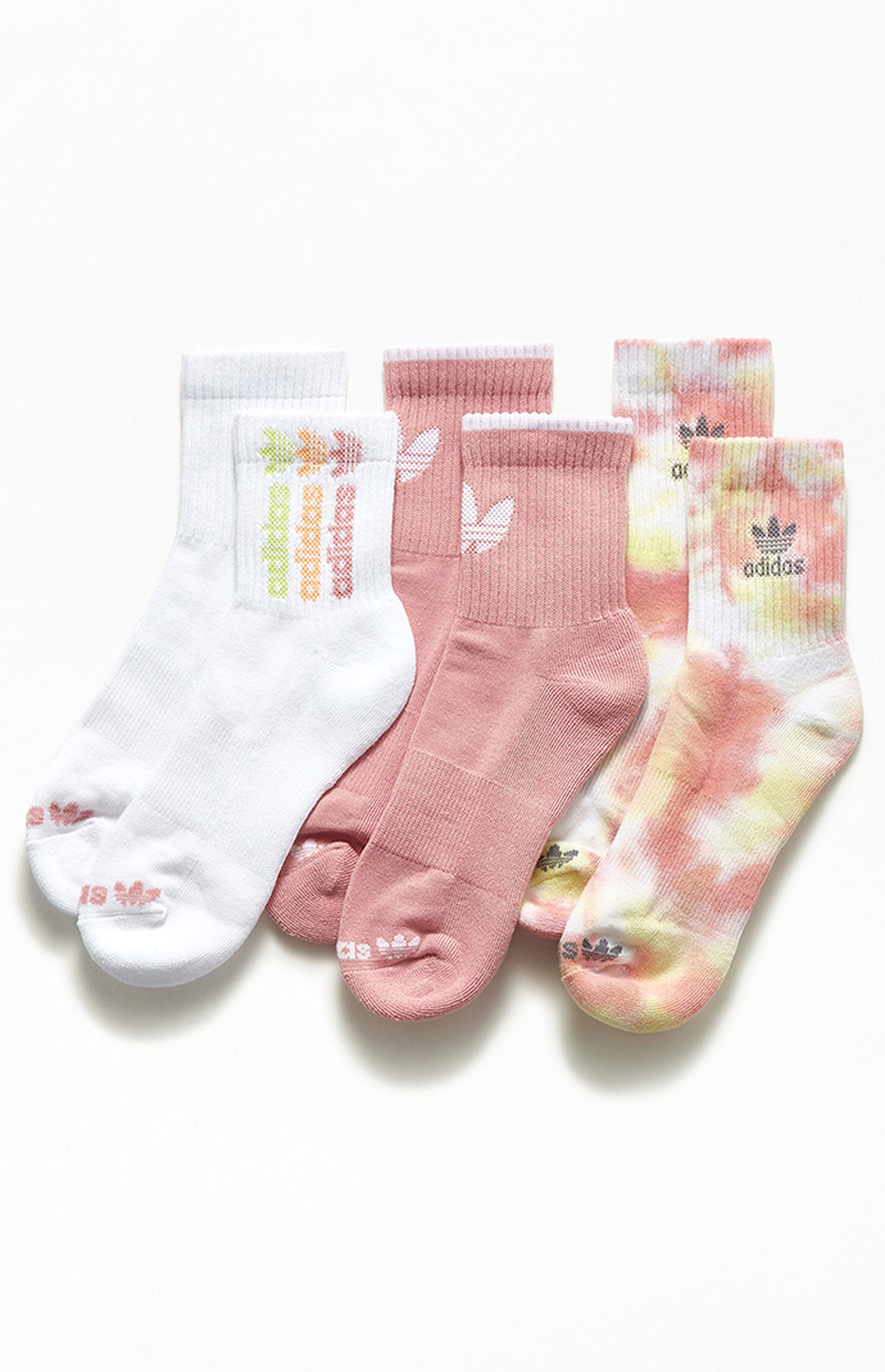 adidas 3 Pack Originals Pink Colorwash Quarter Socks | PacSun | PacSun