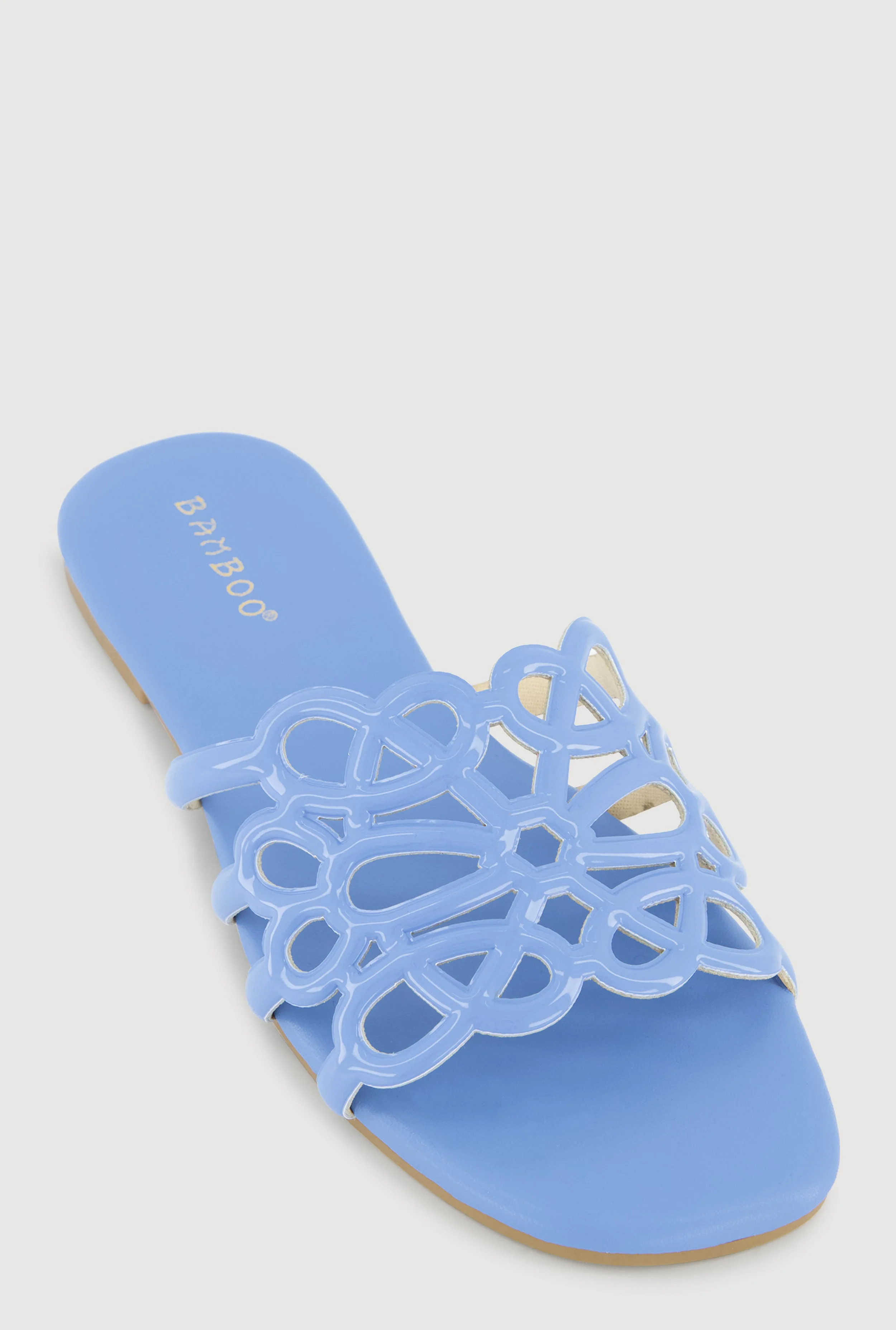 Women's Faux Leather Geometric Band Detail Slide Sandals | Walmart (US)