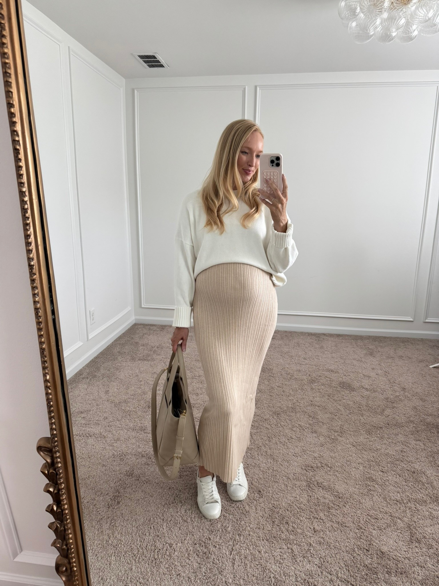 Bump friendly transitional outfit! This would be a cute casual workwear option. Fall outfits // transitional outfits // casual work outfits // bump friendly outfits // neutral outfits 

#LTKBump #LTKWorkwear #LTKFindsUnder100