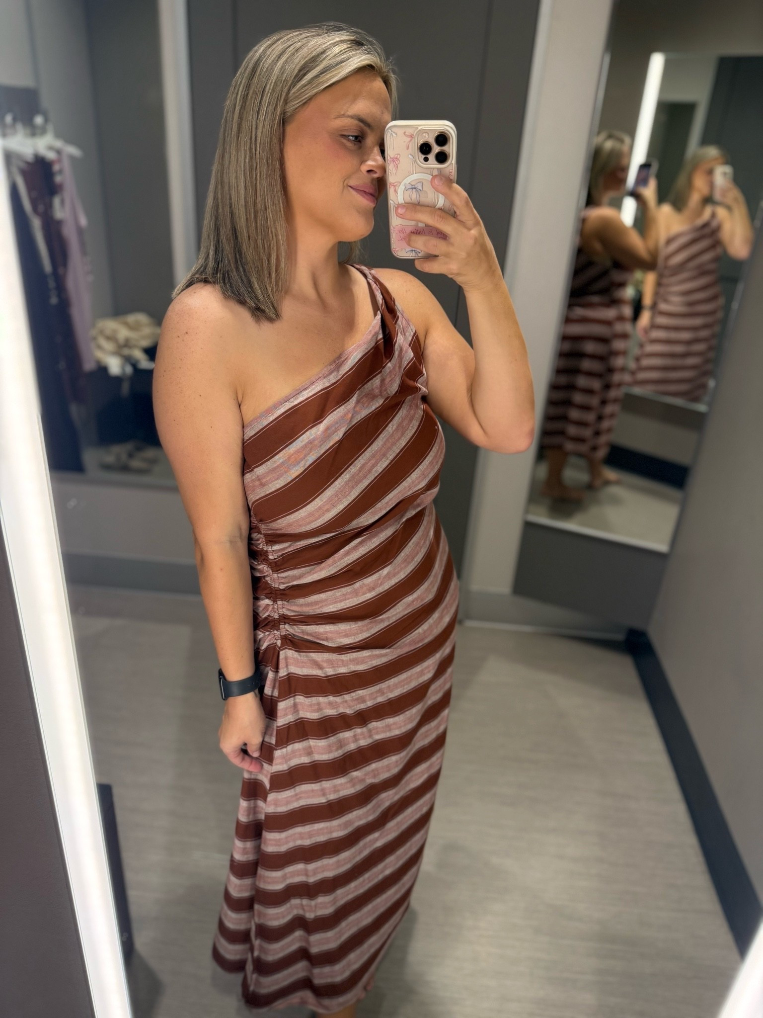 This Target dress had me doing a double take. 🤎✨

The one-shoulder neckline gives it such an elevated look, while the stretchy ruched fit is comfortable and flattering. The brown stripe is perfect for transitioning from summer into fall—just add sandals now or boots and a denim jacket later.

An easy throw-on-and-go dress that looks way more expensive than it is. 🤍

#LTKFinds #TargetStyle #TargetFashion #TargetDress #TargetFinds #AffordableFashion #FallTransition #SummerToFall #DateNightOutfit #EverydayStyle #MomStyle #LTKFashion #DressSeason #OOTD #StyleOnABudget

#LTKootd #LTKU #LTKMidsize