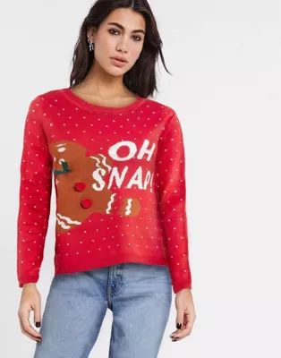 Only oh snap gingerbread christmas sweater in red | ASOS (Global)