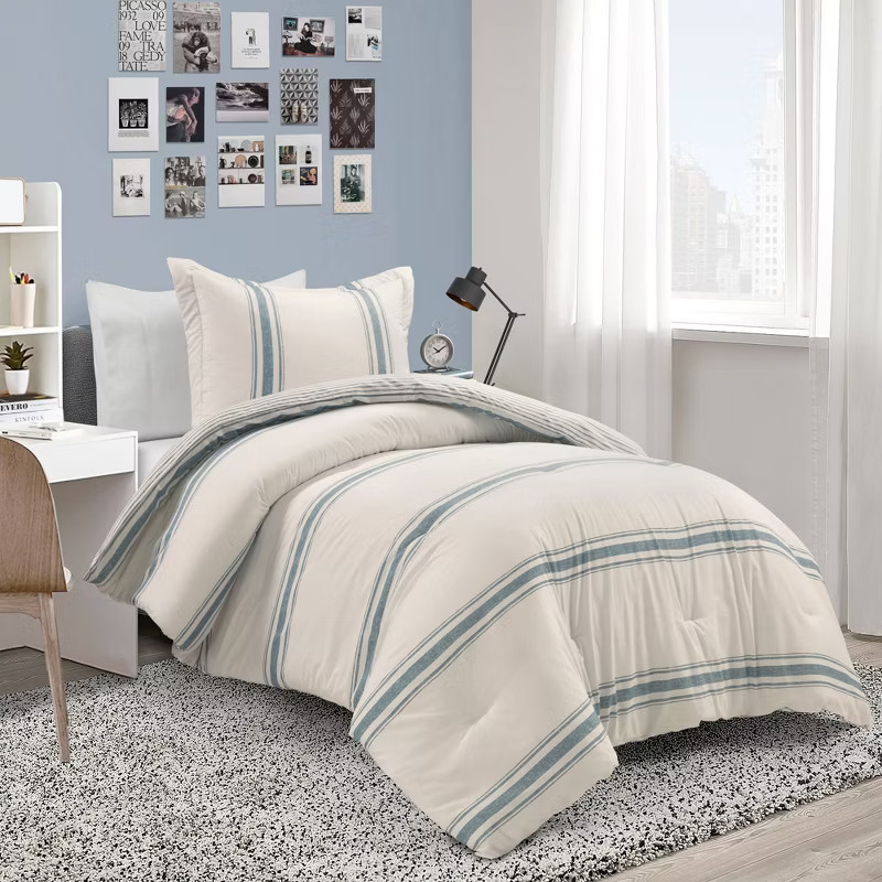 Farmhouse Stripe Reversible Cotton Comforter & Sham Set - Lush Décor | Target