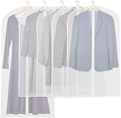 5 Pack - Simplehouseware 40-Inch Translucent Garment Bags with Zipper for Suits, Dresses, Costume... | Amazon (US)