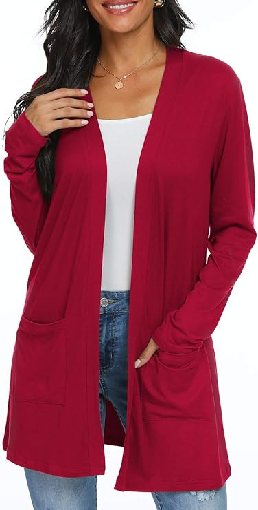 Womens Casual Lightweight with Pocketes Long Sleeve Open Front Cardigan | Amazon (US)