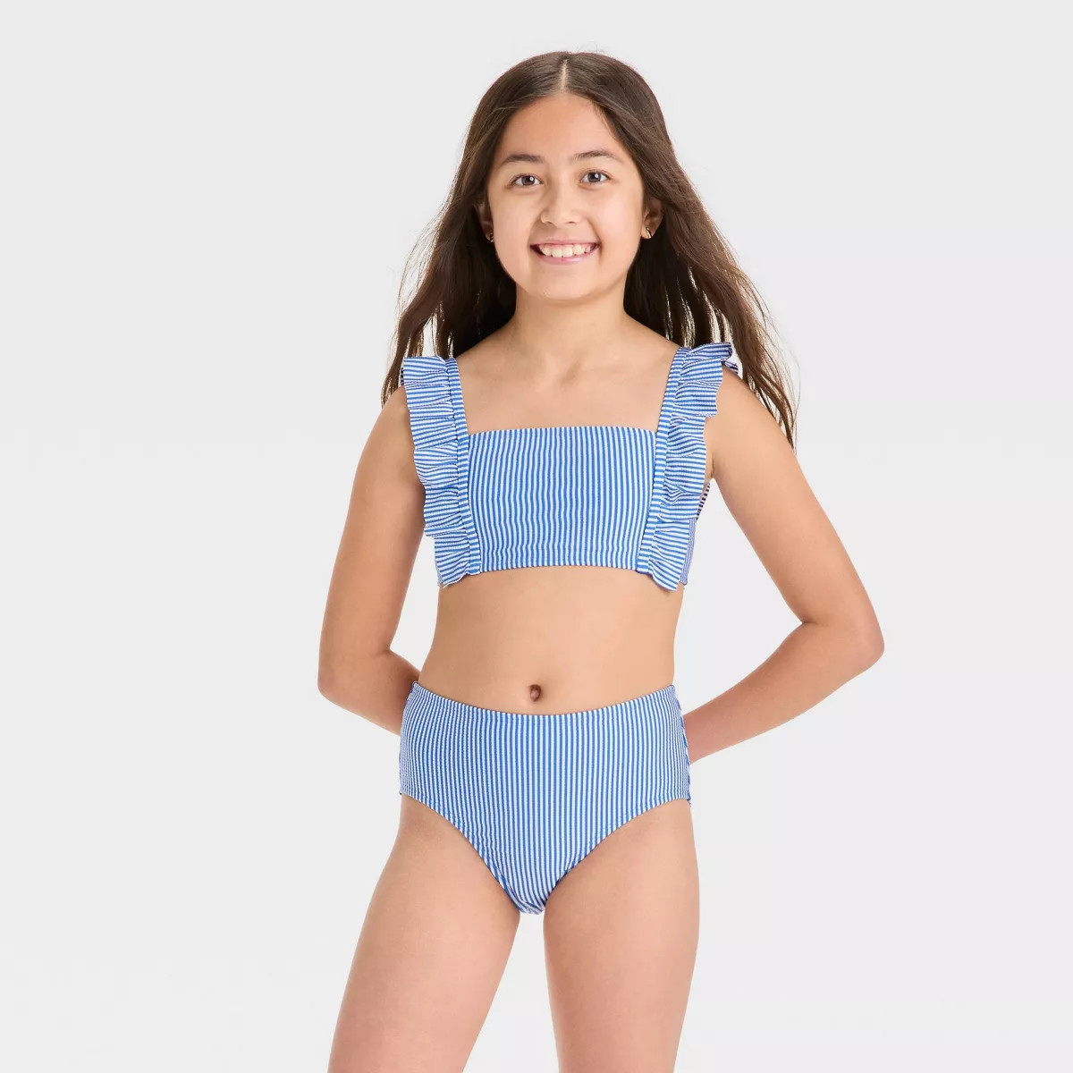 Girls' Happy Camper Striped Bikini Set - Cat & Jack™ Blue | Target