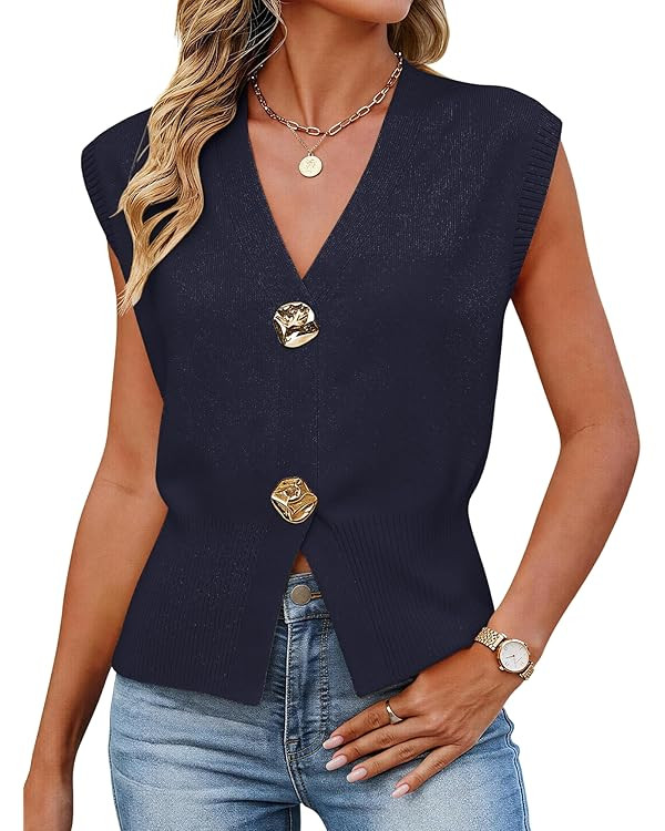 Sweaters for Women V Neck Lightweight Cropped Sweater Ribbed Knit Pullover Cute Tops Spring Summe... | Amazon (US)