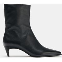 Zara - Leather Kitten Ankle Boots - Black - 4 - Woman | Zara UK