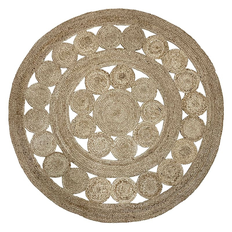 (B773) Braided Jute Round Area Rug, 5' | At Home