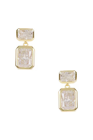 SHASHI Emerald Baguette Drop Earring in Gold from Revolve.com | Revolve Clothing (Global)