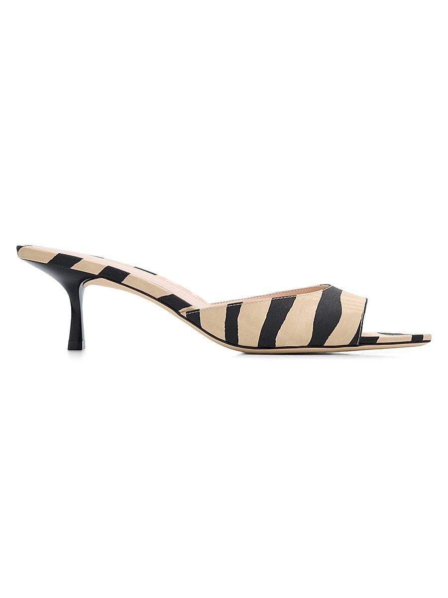 Stuart Weitzman Women's Lexington 50MM Zebra-Print Mules - Cream Smoke - Size 8.5 | Saks Fifth Avenue