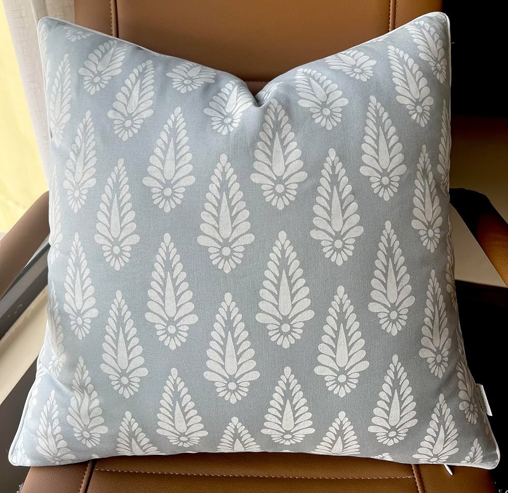 VAGMINE Block Printed Decorative Square Accent Throw Pillow Cover - Sofa, Chair, Couch, Living Ro... | Amazon (US)
