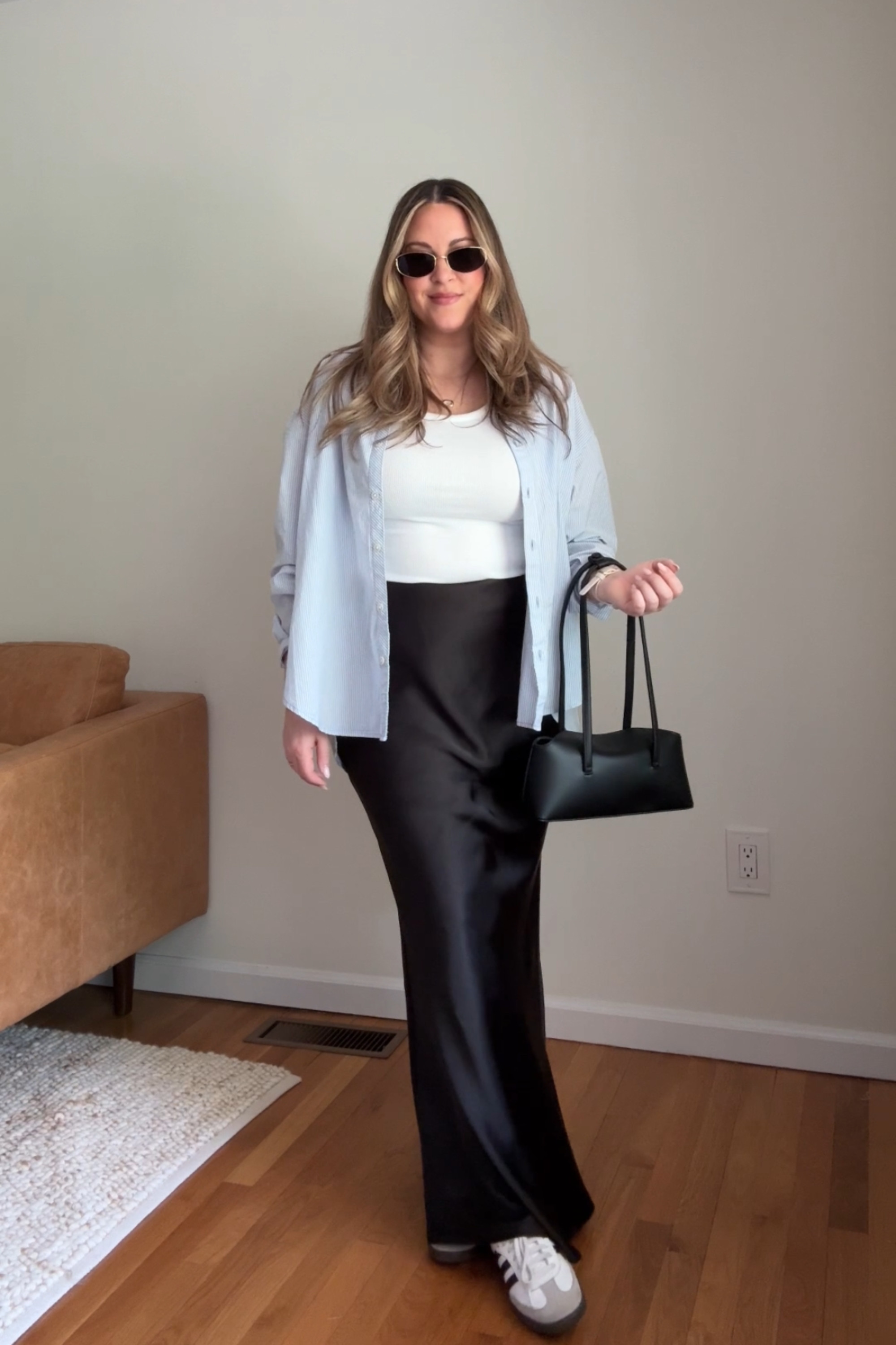 Spring Capsule 〰️ Ways to wear a satin skirt. Skirt is old REVOLVE so linking similar! M in tank, S in striped shirt.

satin skirt outfit, maxi skirt outfit, black maxi skirt, black satin skirt, spring outfits, workwear outfit, spring capsule wardrobe 

 #LTKSeasonal #LTKSaleAlert #LTKStyleTip