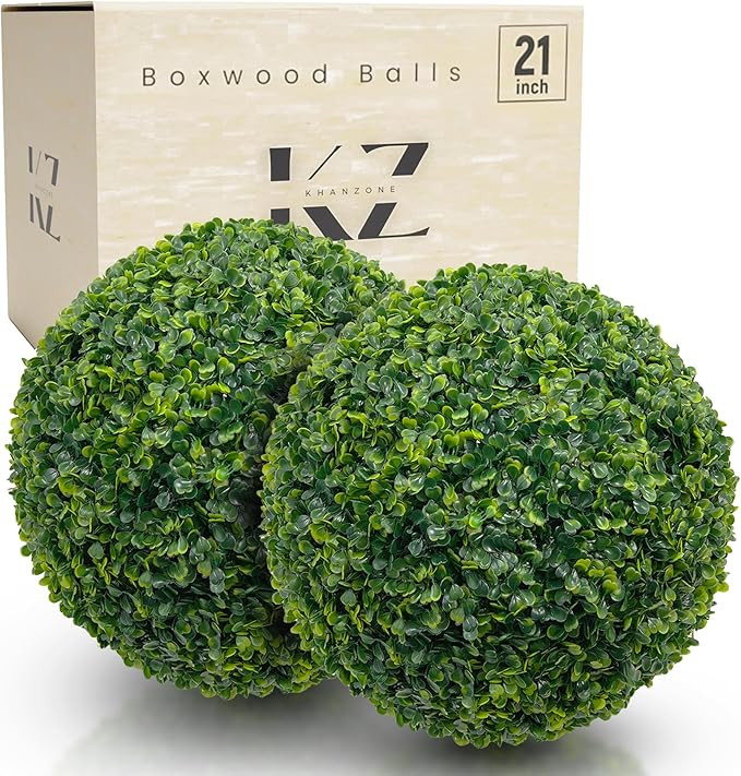 Faux Topiary Boxwood Plant – 2 Pieces 21 Inch Artificial Boxwood Topiary Plant Balls for Indoor... | Amazon (US)