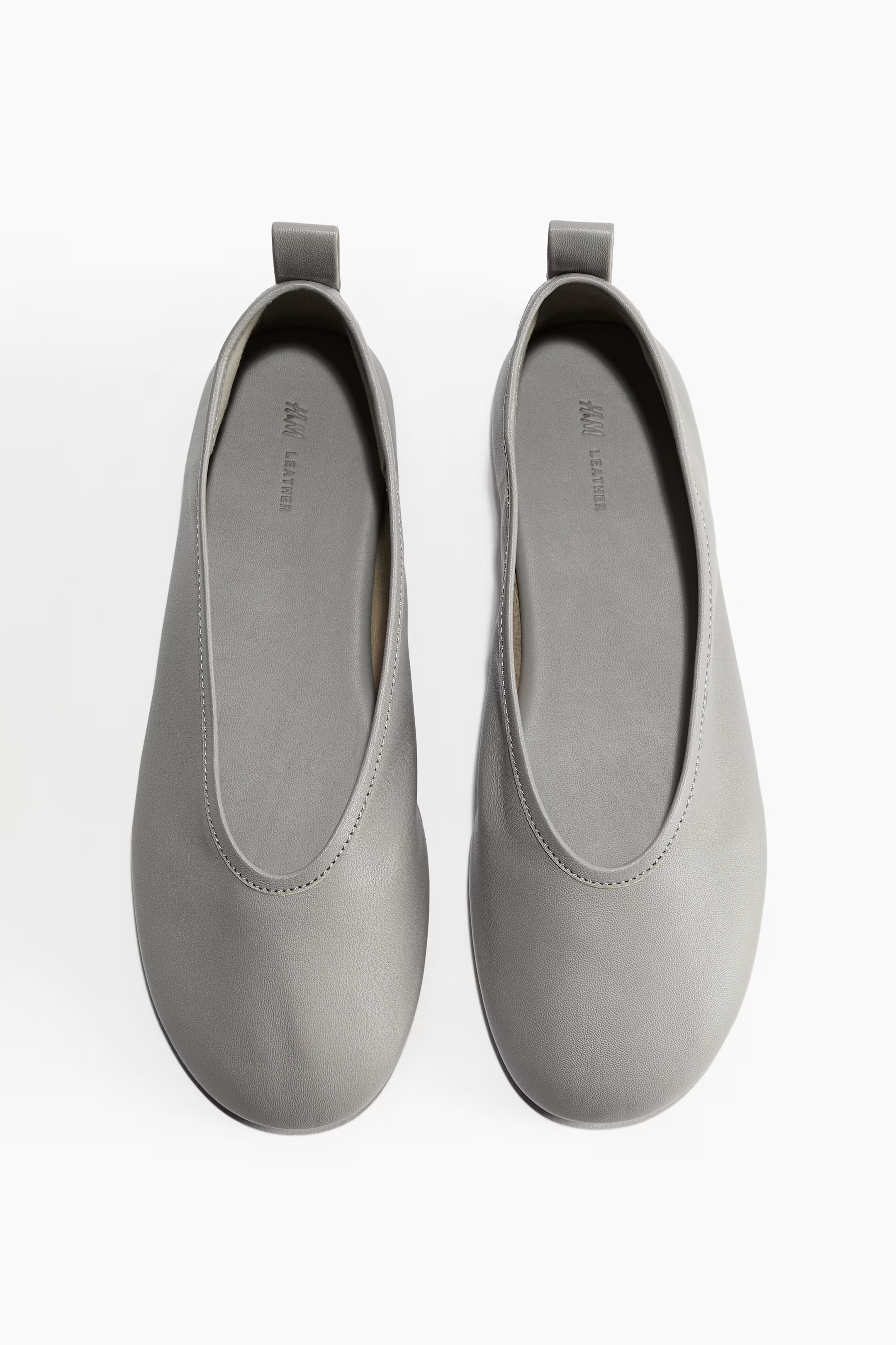Leather ballet pumps - Grey - Ladies | H&M GB | H&M (UK, MY, IN, SG, PH, TW, HK)