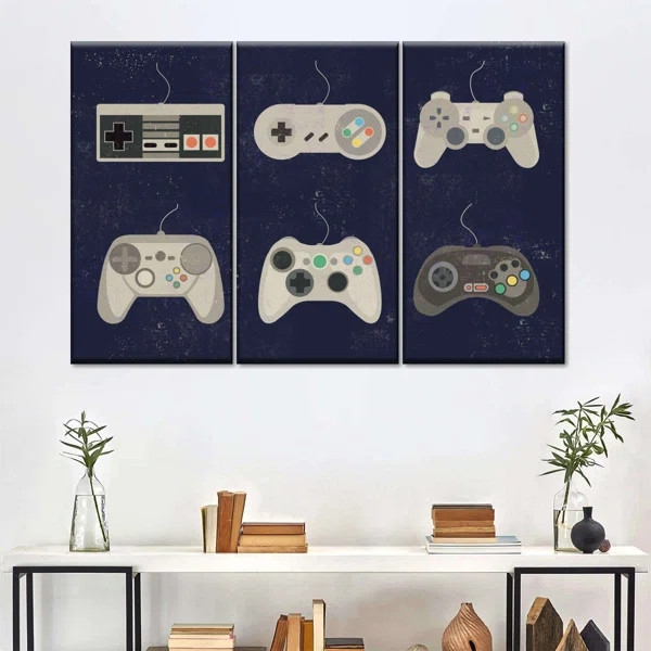 " Video Game Controller Evolution " by Logic Nerds 3 - Pieces on Canvas | Wayfair North America