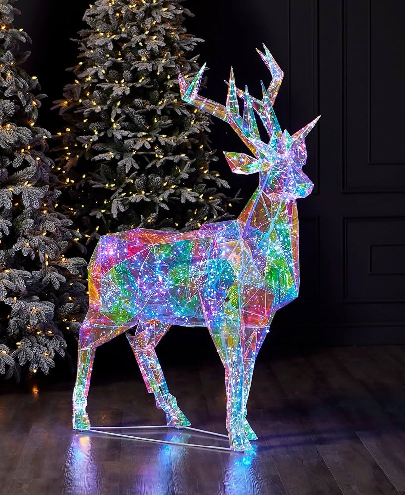 Prismatic Iridescent Christmas Deer 57", LED Lights | Amazon (US)