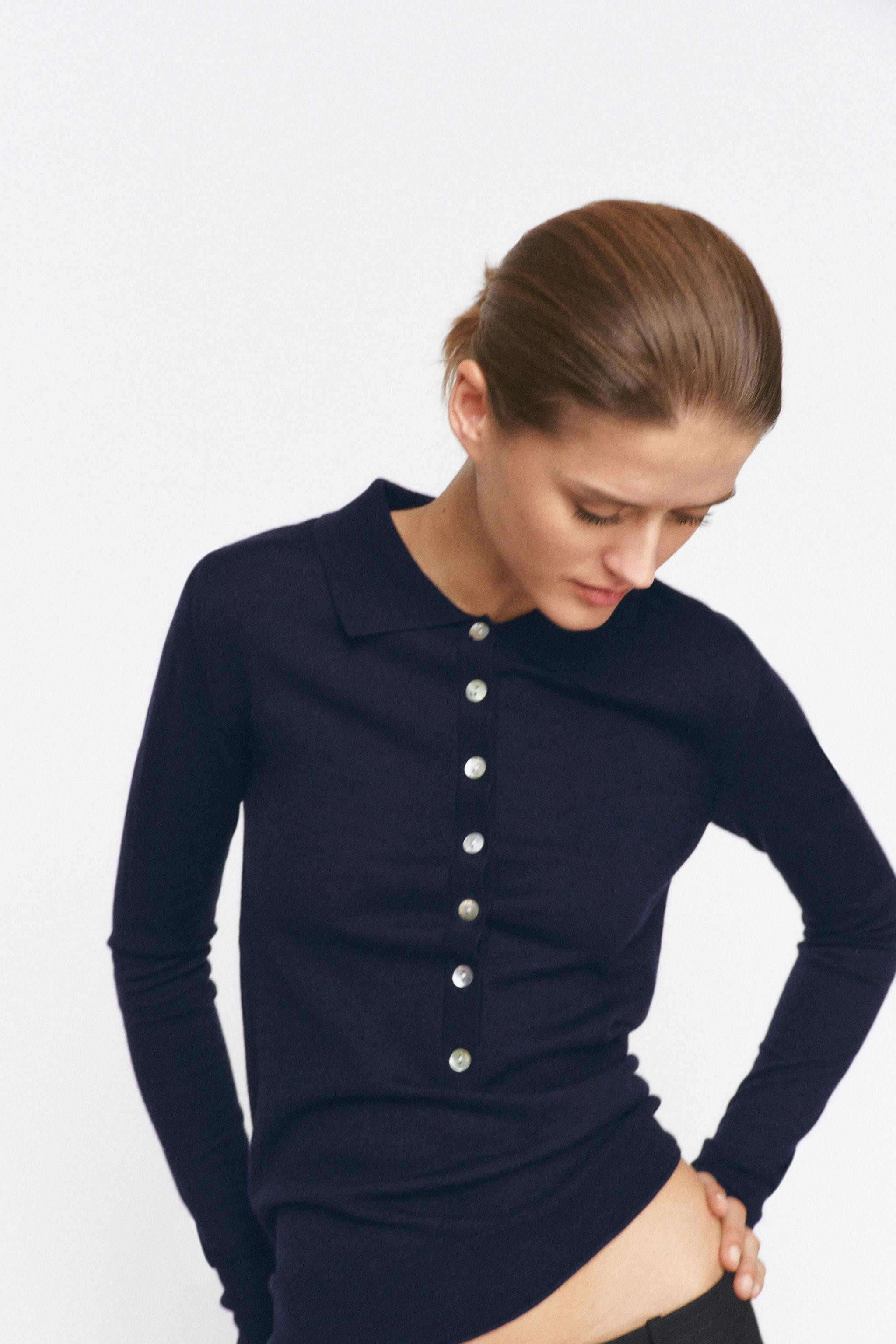 MAGLIA A POLO MISTO LANA A PUNTO FINE | Zara IT