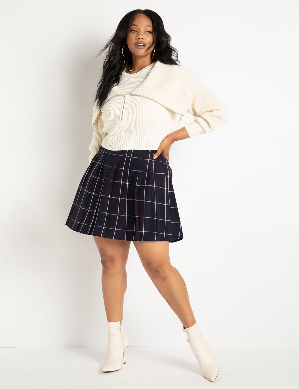 Pleated Plaid Mini Skirt | Women's Plus Size Skirts | ELOQUII | Eloquii
