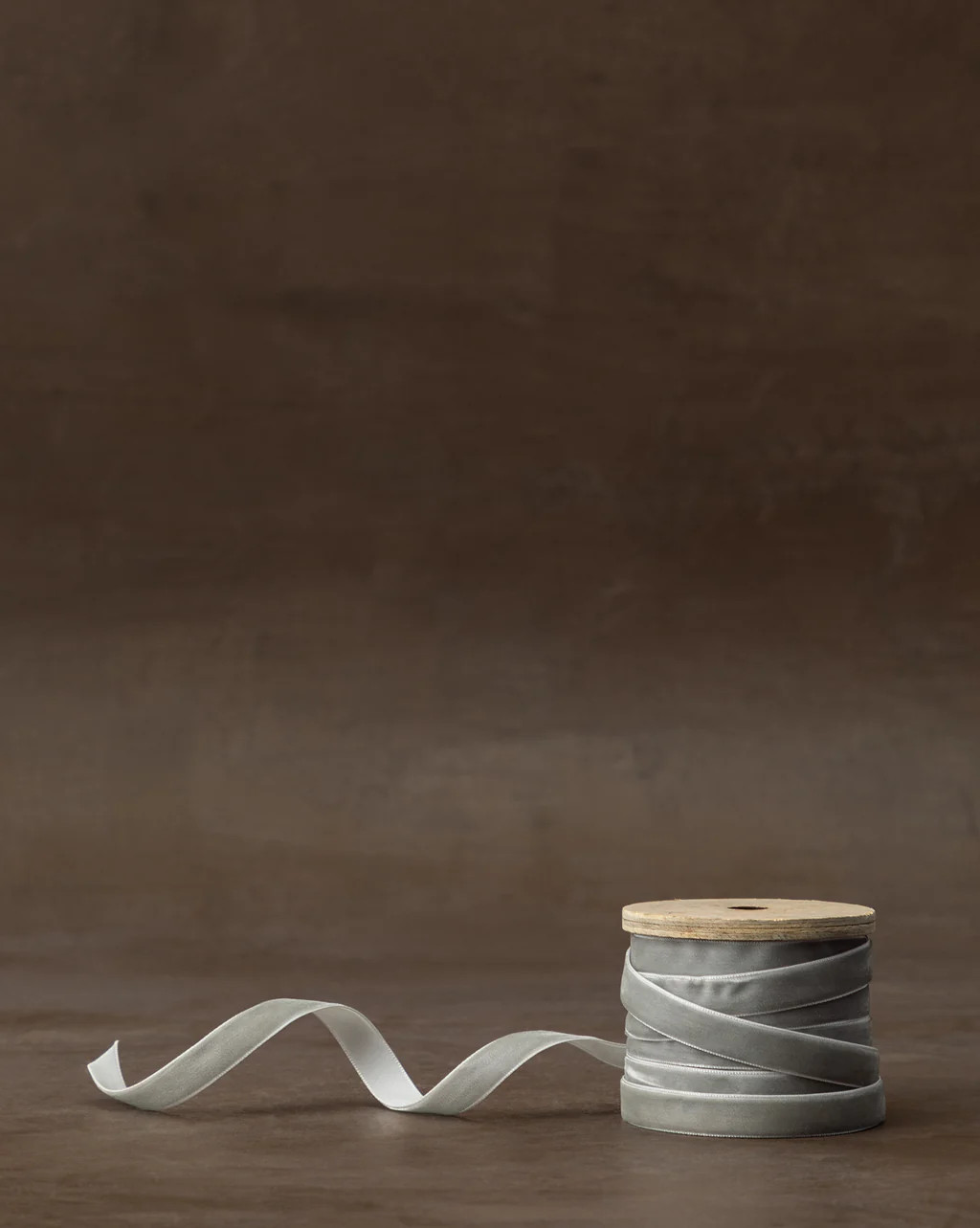 Light Gray Velvet Ribbon on Wooden Spool | McGee & Co.