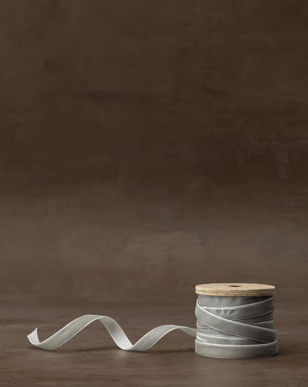 Light Gray Velvet Ribbon on Wooden Spool | McGee & Co.