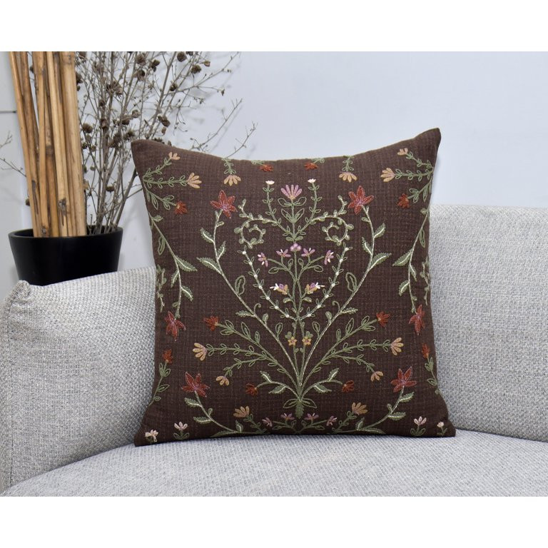 Better Homes & Gardens 20"x20" Brown Embroidery Decorative Throw Pillow | Walmart (US)