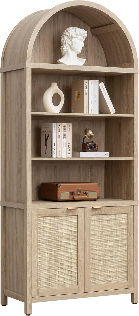 SICOTAS Book Shelf Arched Cabinet Bookshelf Arch 84.2" Tall Bookcase 5 Tier Large Bookshelves wit... | Amazon (US)