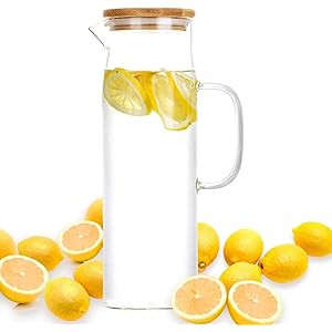Glass Carafes Glasses Water Jug Container Water Pitcher With Bamboo Lids 1500ml | Amazon (US)