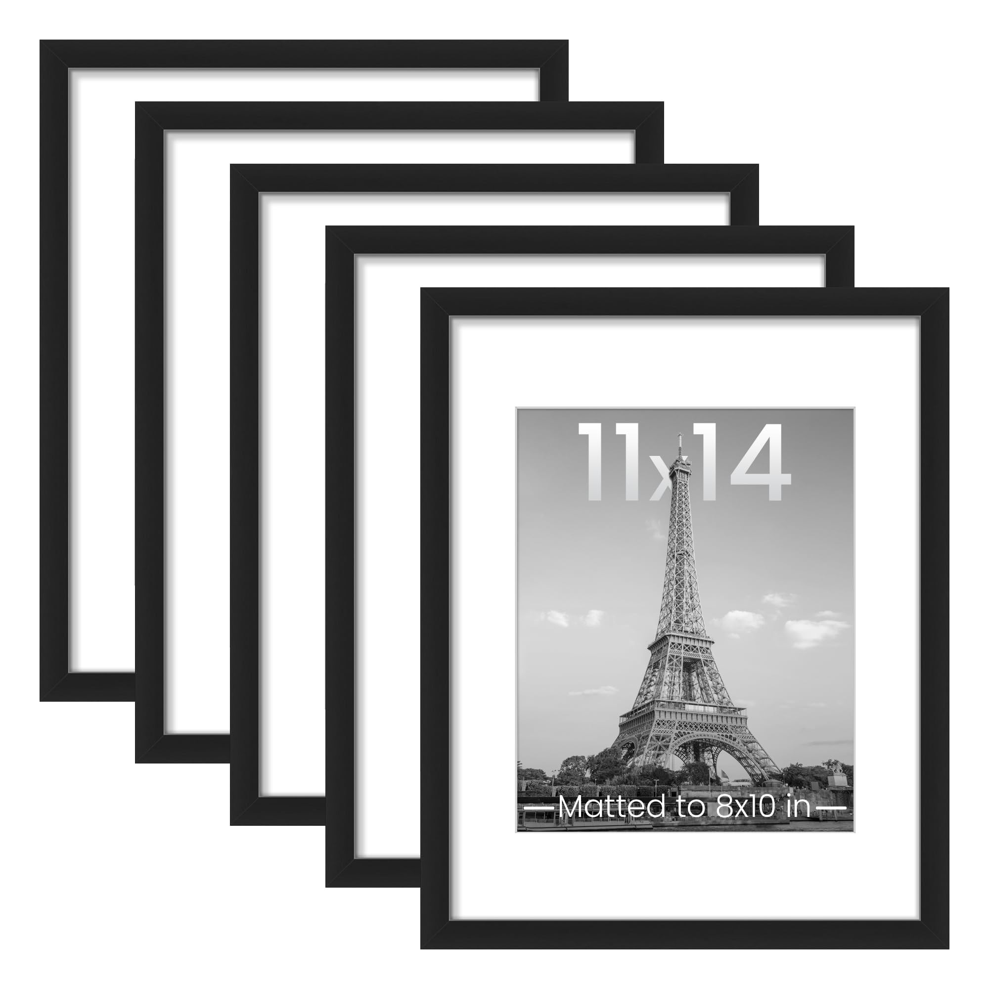 upsimples 11x14 Picture Frame Set of 5, Display Pictures 8x10 with Mat or 11x14 Without Mat, Wall... | Amazon (US)