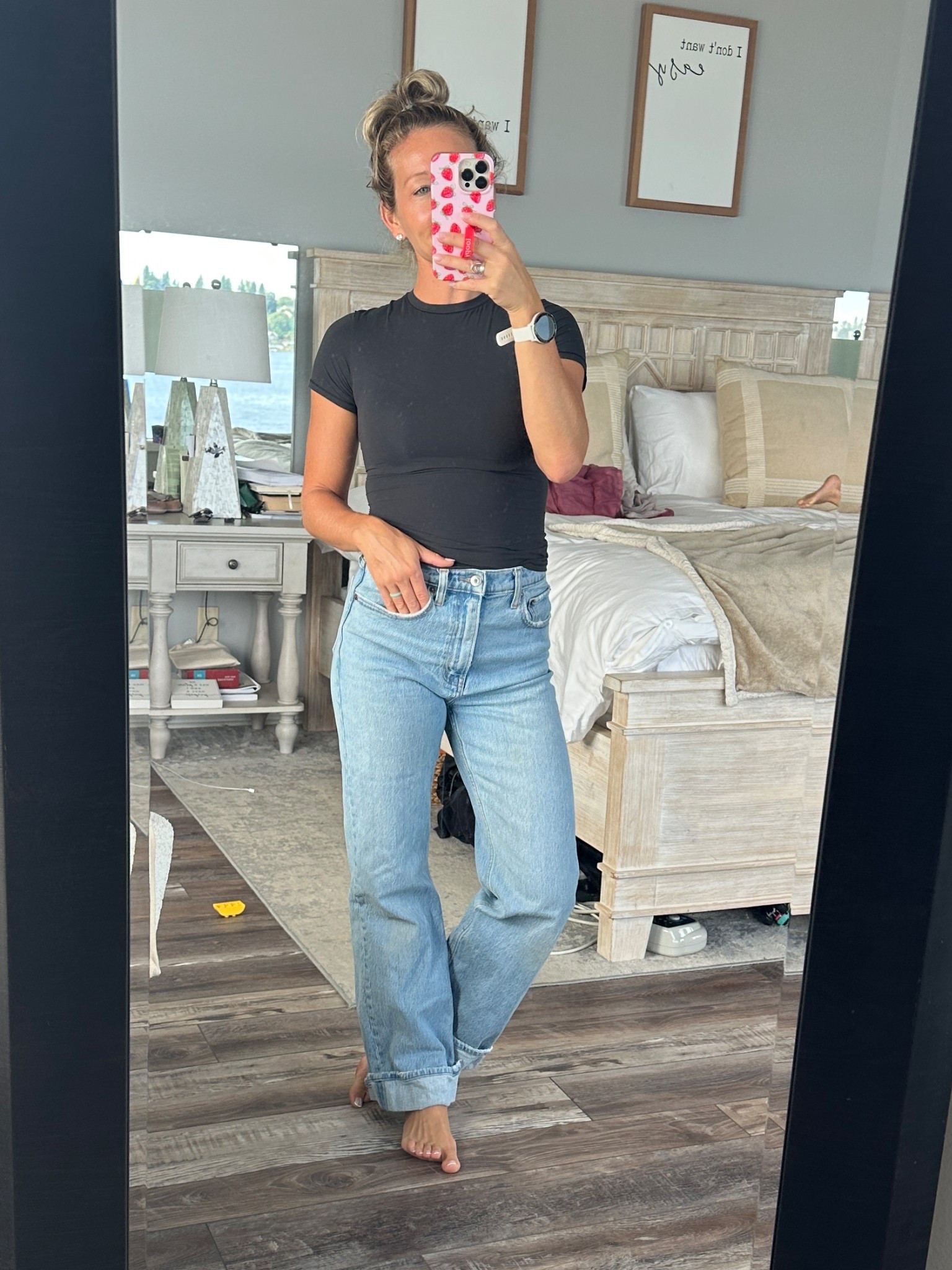 me + my comfort in high rise 🤝🏼 these jeans are truly the best! TTS, wearing a 26. Sold out almost in this exact wash but so many others! And this shirt is easily my new favorite!

#LTKStyleTip #LTKSeasonal #LTKFindsUnder100