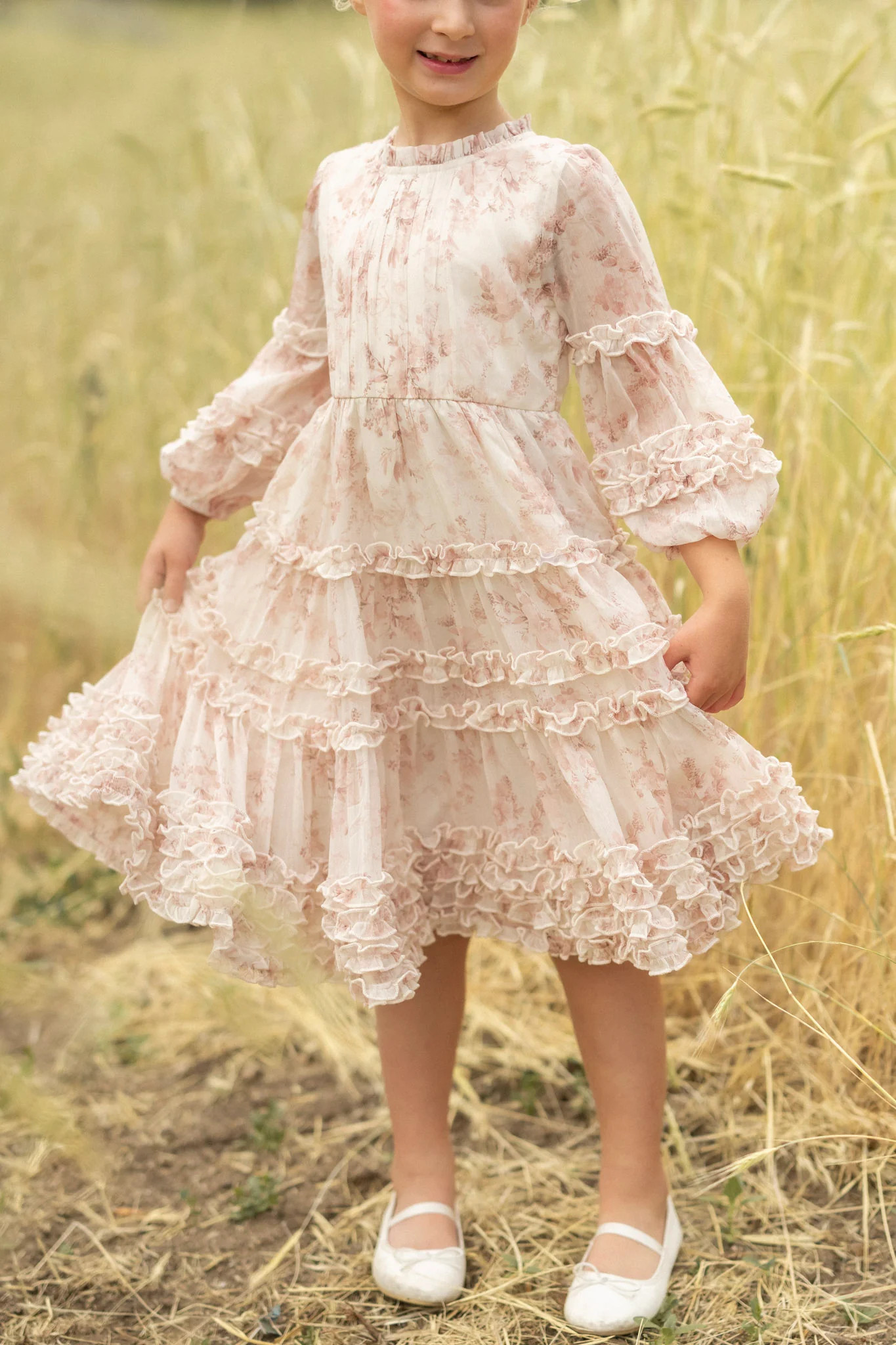 Mini Geneva Dress in Banana Creme Aquarelle Fleur | Ivy City Co